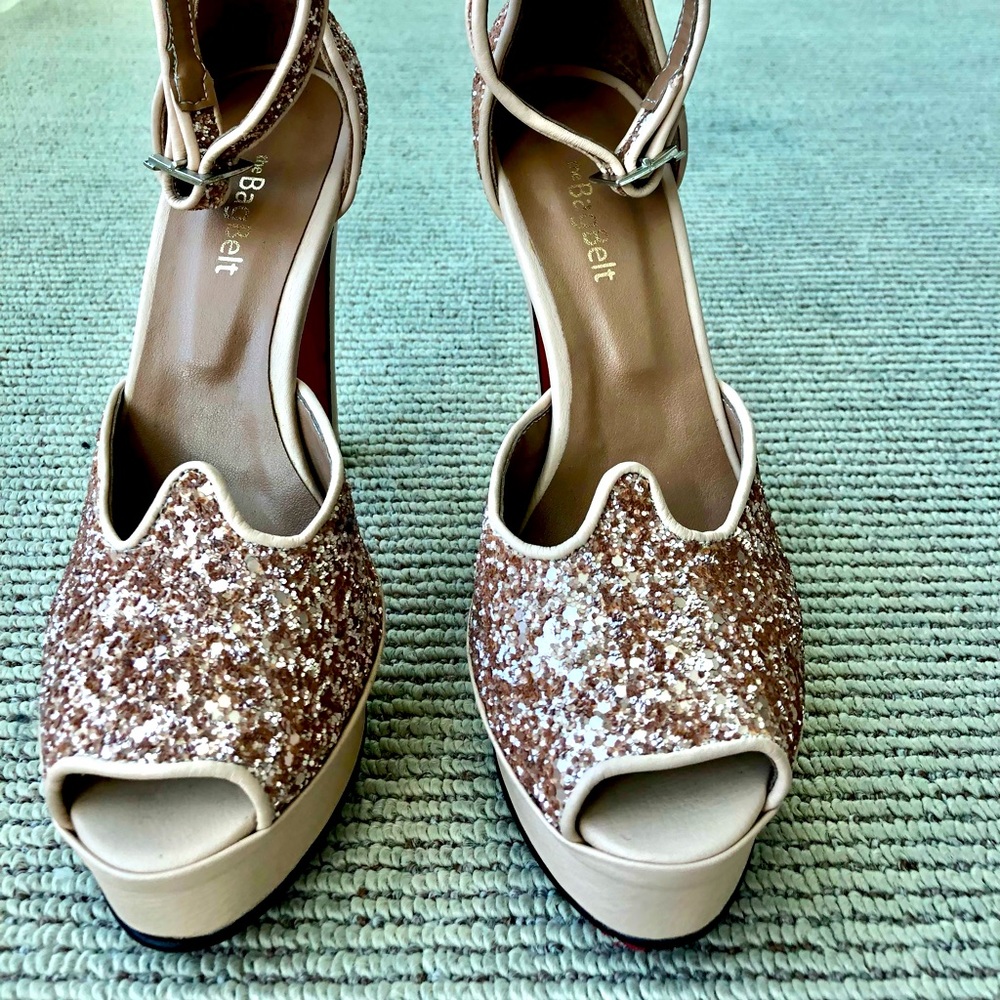 Party shoes. Platform sandals. Size 7. Like new.